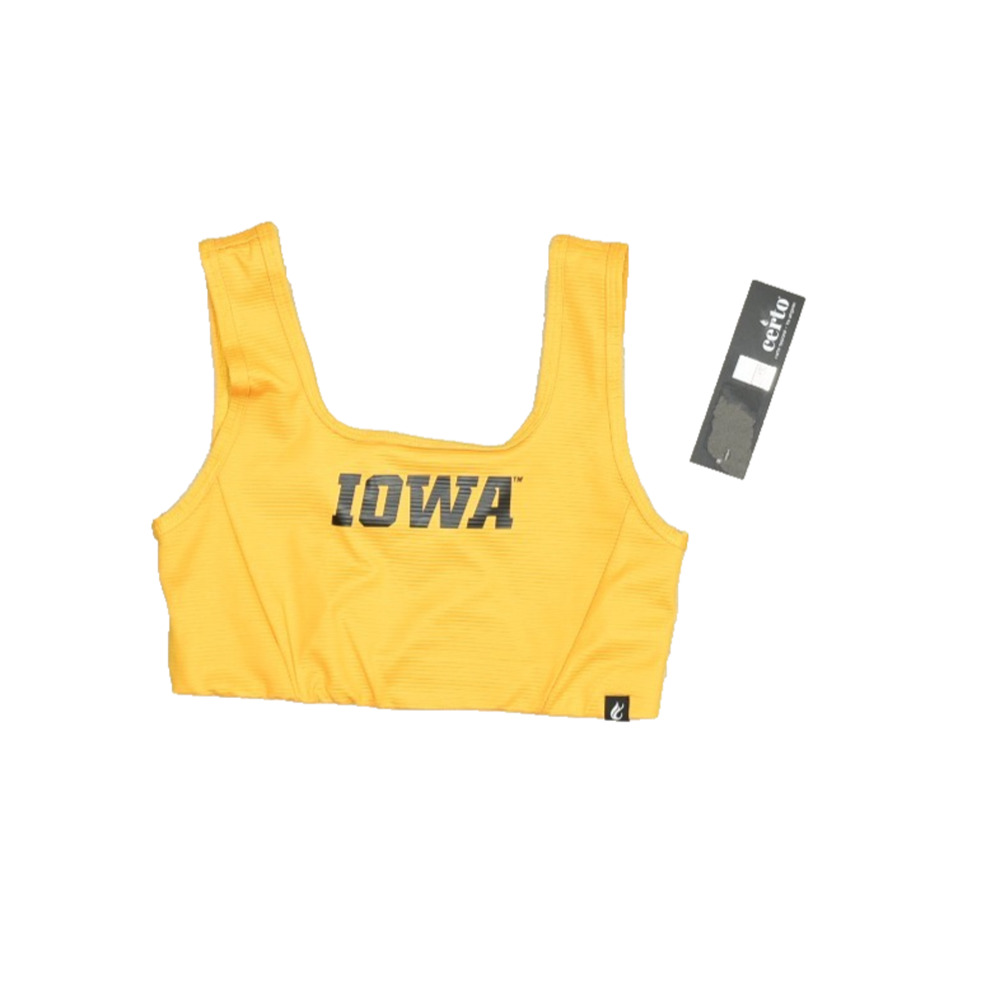 NEW Certo Iowa Women's Regular Size M 2x2 Ottoman Square Neck Bra Top Gold